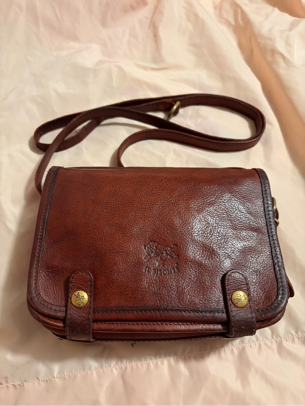 Vintage IL Bisonte leather crossbody Messenger Bag